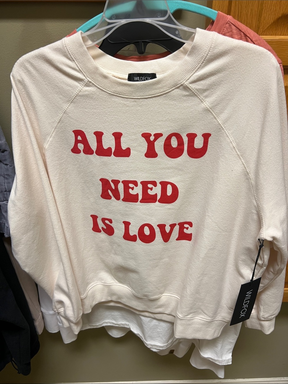 Wildfox Cream Sweatshirt with Red Lettering